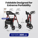 VOCIC Z21 Rollator Walker for Seniors with Seat, Folding, Adjustable Height