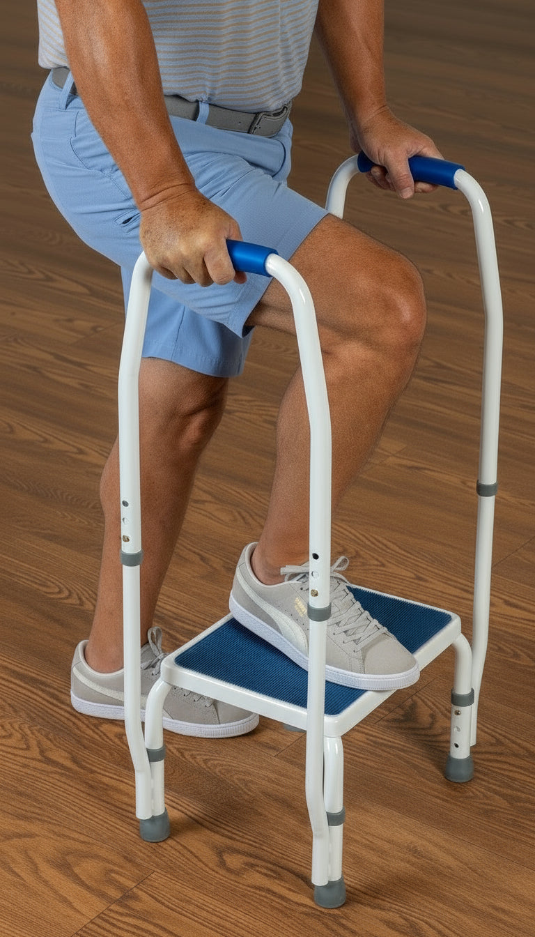 Platinum Health Group AdjustaStep DoubleSafe Deluxe Step Stool with Dual Handrail - Weight Capcity 300lb and 750lb