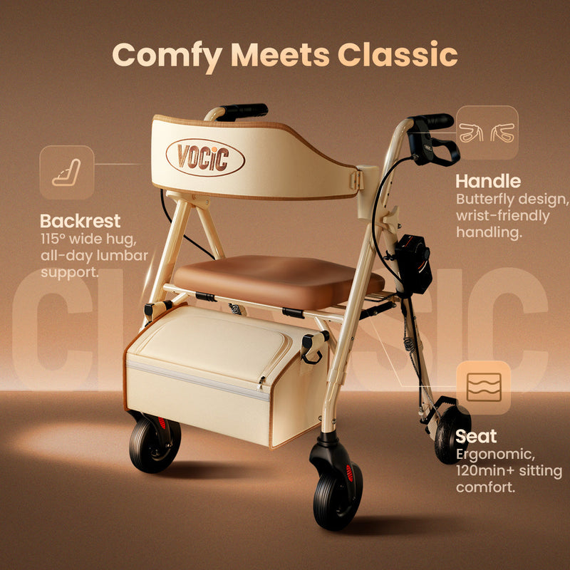 VOCIC Z63 Rollator Walker with Big Rubber Wheels