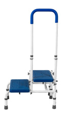 Platinum Health Group Double Step Stool with Adjustable Handle & Legs – High-View Blue Non-Slip Steps for Safe, Stable Reach – Height Adjustable Support Rail – Heavy-Duty Lightweight Frame