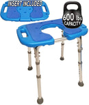 Platinum Health Group Atlas Deluxe Bariatric Shower/Bath Bench, 600lb. Capacity, Padded with Cutout and Insert. Heavy Duty Shower Chair/Stool with Adjustable Height and XL Seat