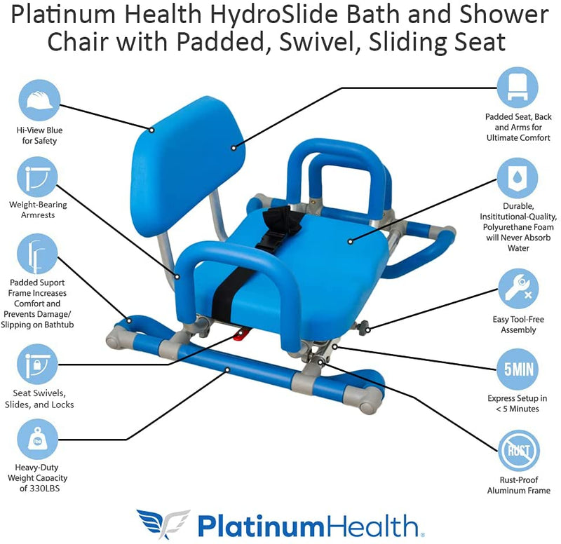 Platinum Health Group HydroSlide Sliding Bath Chair with Swivel Seat