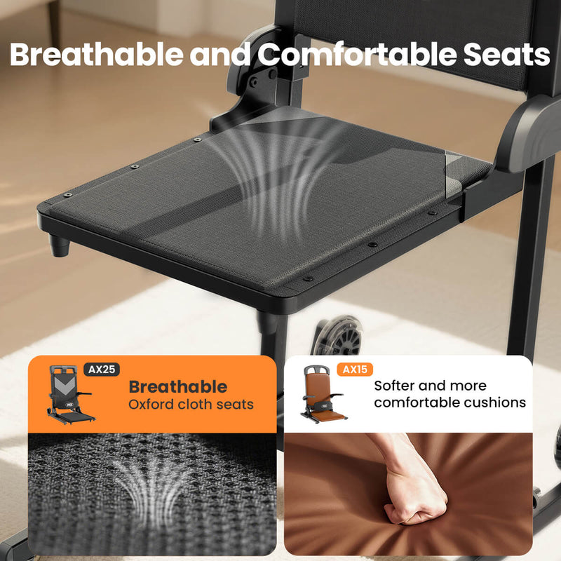 VOCIC AX25 Ultra-Compact Electric Chair Lift with Large Wheels and T-Stabilized Base