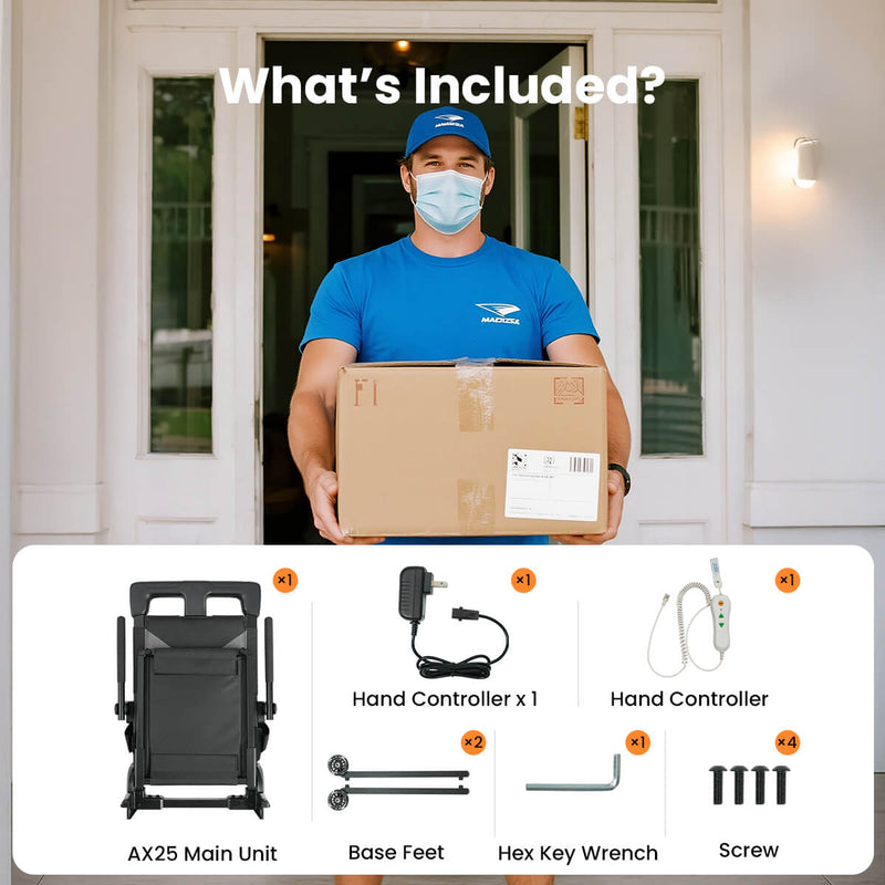 VOCIC AX25 Ultra-Compact Electric Chair Lift with Large Wheels and T-Stabilized Base