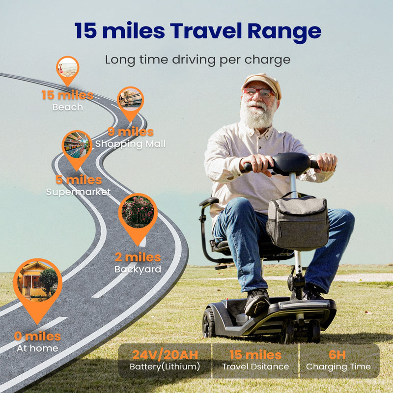 VOCIC D50 Flexible Lightweight 4 Wheel Mobility Scooter