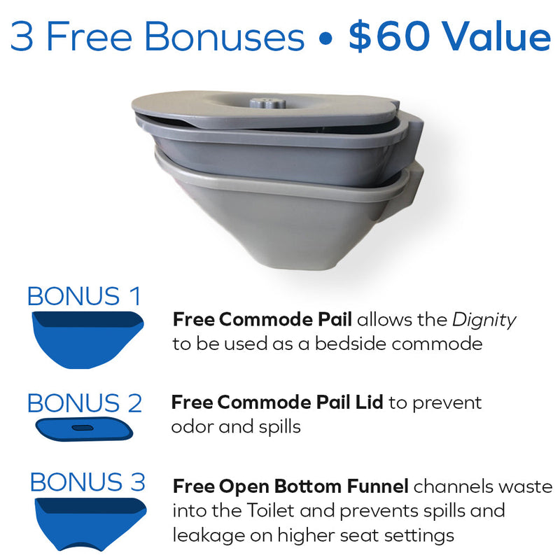 Platinum Health Group Dignity Commode, MEDICAL-GRADE Aluminum, COMMERCIAL-GRADE Construction, UNIVERSAL Height Adjustability, AMBIDEXTROUS Toilet Paper Holder, DOUBLES AS SHOWER CHAIR