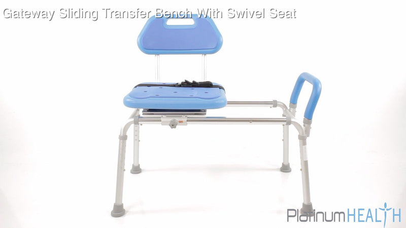 Platinum Health Group Gateway Premium Sliding Bath Transfer Bench with Swivel Seat PADDED
