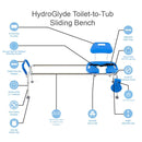 Platinum Health Group HydroGlyde - Toilet to Tub Sliding Bench - Extra Long for Physically Handicapped or Disabled