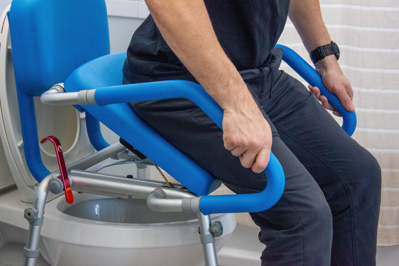 Platinum Health Group GentleBoost Uplift Assist Commode & Shower Chair with Integrated Toilet Safety Rail Self-Powered Uplift Seat