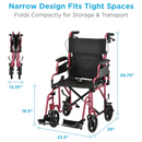 Nova Medical 350 Aluminum Lightweight Transport Chair with Flip-Up Desk Arms