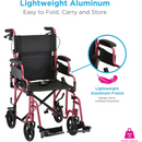 Nova Medical 350 Aluminum Lightweight Transport Chair with Flip-Up Desk Arms
