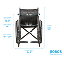 Nova Medical 50S Steel Standard Wheelchair with Fixed Arms & Swing Away Footrest