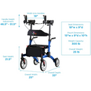 Nova Medical Dragon Fold n’ Go Rise UP Rollator Upright Standing Walker