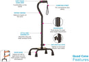 Nova Medical Quad Cane with Large Base - Multiple Colors