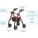 Nova Medical Star DX Rollator Walker with Wide Padded Seat