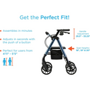 Nova Medical Star Folding Rollator Walker - Petite