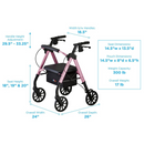 Nova Medical Star Folding Rollator Walker - Petite