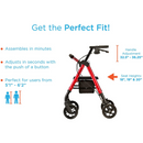 Nova Medical Star HD Bariatric Rollator Walker with Extra Wide Padded Seat