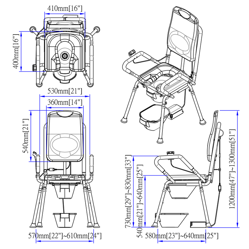 Platinum Health Group GentleBoost Power Uplift Commode Chair for Physically Handicapped or Disabled