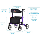 Nova Medical Monarch Adventure Rollator Walker with Large All Terrain Wheels
