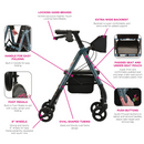 Nova Medical Star 6 Rollator Rolling Walker with Extra Wide Backrest