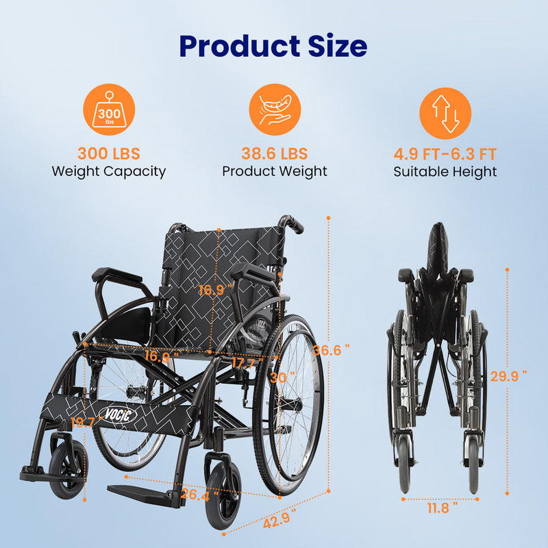 VOCIC U31 3 In 1 Lightweight Foldable Manual Wheelchair