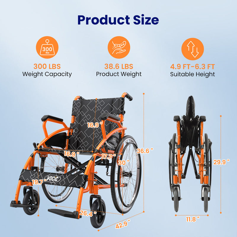 VOCIC U31 3 In 1 Lightweight Foldable Manual Wheelchair