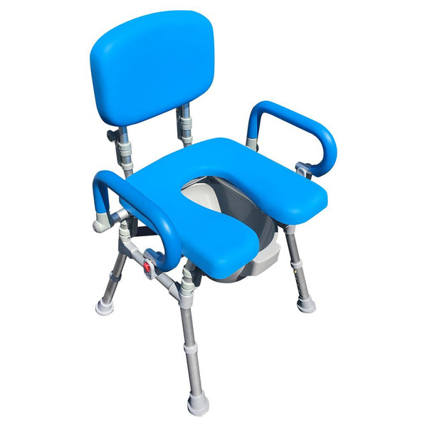 Platinum Health Group UltraCommode Voted #1 Most Comfortable Bedside Commode Chair - Soft, Warm, Padded and Foldable. XL Seat with 100% Open Front, Padded Pivoting Armrests, Adjustable Height. FREE Commode Pail