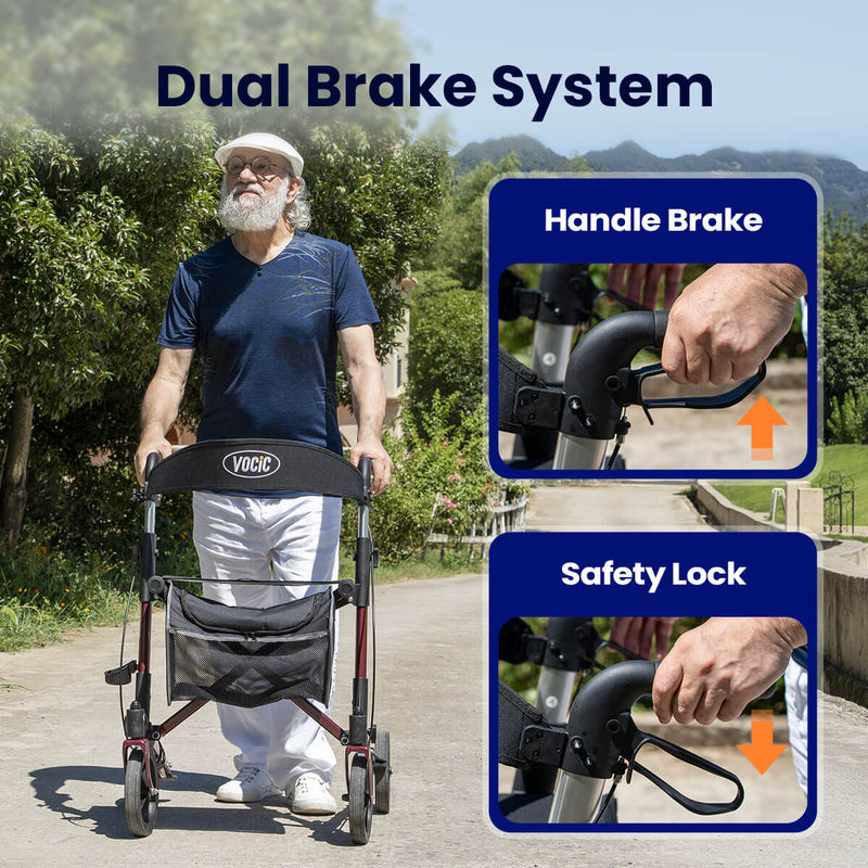 VOCIC Z23 Lightweight 4-Wheel Rollator Walker With Seat