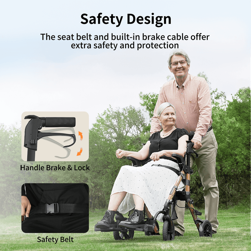 VOCIC Walker Wheelchair Combo Z51, Rollator Walker for Seniors with Seat