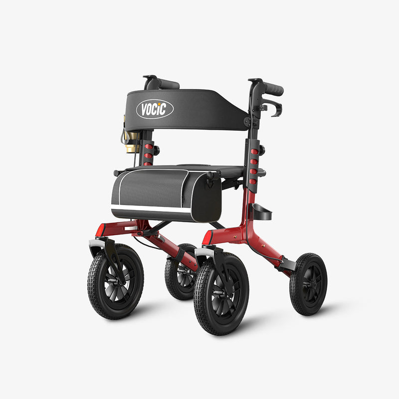 VOCIC Z57 Outdoor Rollator Walker with 12" All Terrain Big Wheels