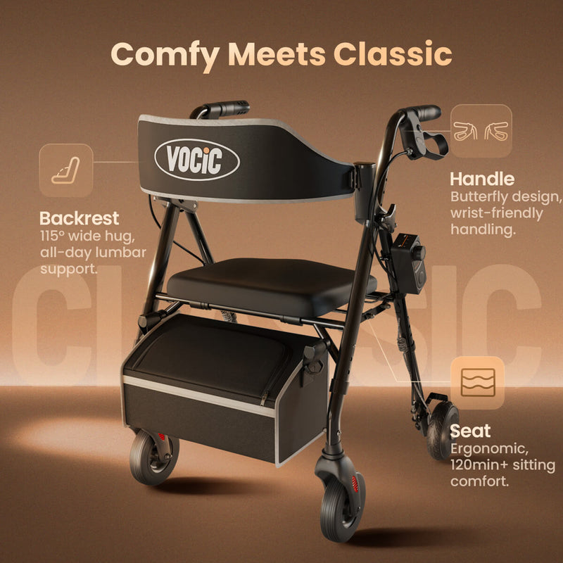 VOCIC Z63 Rollator Walker with Big Rubber Wheels