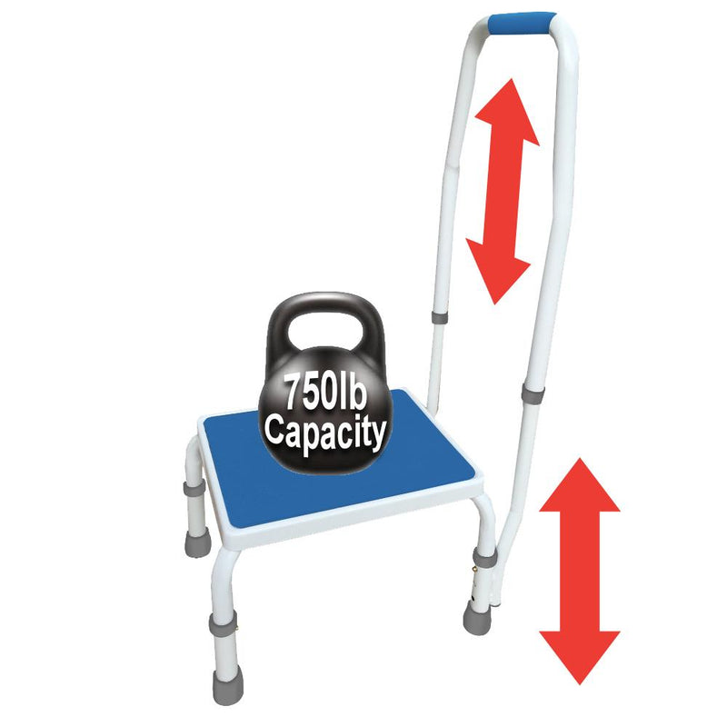 Platinum Health Group AdjustaStep Deluxe Step Stool with Handrail - Available in 300lb and 750lb Weight Capacity