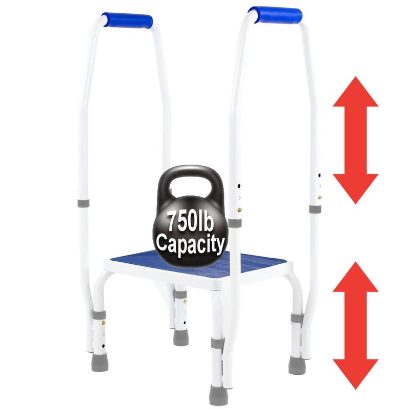 Platinum Health Group AdjustaStep DoubleSafe Deluxe Step Stool with Dual Handrail - Weight Capcity 300lb and 750lb