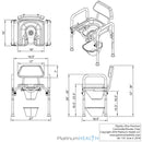 Platinum Health Group Dignity Commode, MEDICAL-GRADE Aluminum, COMMERCIAL-GRADE Construction, UNIVERSAL Height Adjustability, AMBIDEXTROUS Toilet Paper Holder, DOUBLES AS SHOWER CHAIR