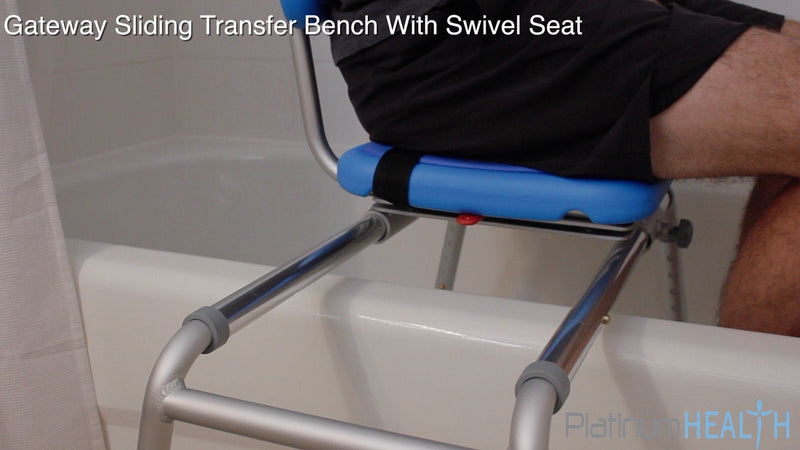 Platinum Health Group Gateway Premium Sliding Bath Transfer Bench with Swivel Seat PADDED