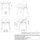 Platinum Health Group GentleBoost Uplift Assist Commode & Shower Chair with Integrated Toilet Safety Rail Self-Powered Uplift Seat