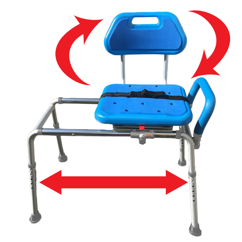 Platinum Health Group Gateway Premium Sliding Bath Transfer Bench with Swivel Seat PADDED