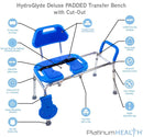 Platinum Health Group HydroGlyde Premium Sliding Bath Transfer Bench with Cutout for the Physically Handicapped or Disabled