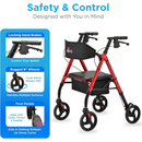 Nova Medical Star 8 OS Lightweight Rollator Walker with Quick-Fit Push-Button - Multiple Colors