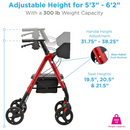 Nova Medical Star 8 OS Lightweight Rollator Walker with Quick-Fit Push-Button - Multiple Colors