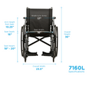 Nova Medical L-Series Lightweight Hammertone Steel Wheelchair with Flip Back Detachable Arms & Swing Away Footrest