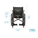 Nova Medical L-Series Lightweight Hammertone Steel Wheelchair with Flip Back Detachable Arms & Swing Away Footrest