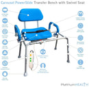 Platinum Health Group The Original Carousel Sliding Transfer Shower Bath Bench with Swivel Seat- Powerslide Edition with Push-Button Powered Travel for Physically Handicapped or Disabled