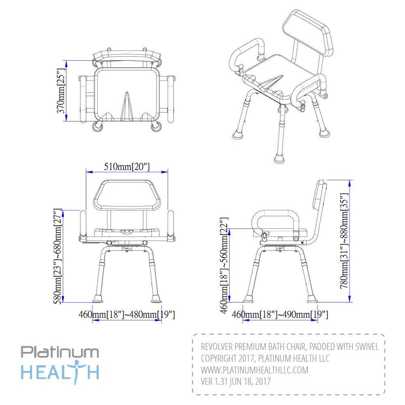 Platinum Health Group The Revolution Swivel Shower Chair for the Physically Handicapped or Disabled