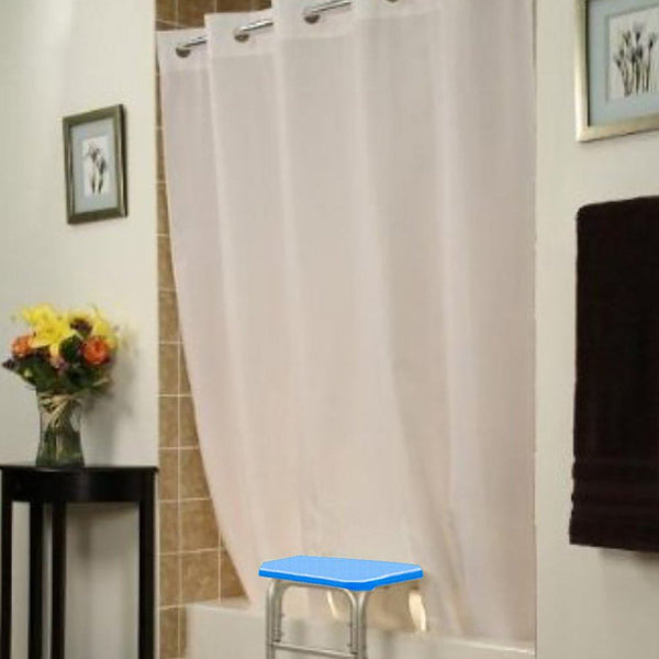 Platinum Health Group BenchMate Split Shower Curtain for Bath Transfer Benches - Beautiful Designer Fabric, Premium Hookless Quick-Attach System, Designed Specifically to Help Keep Water off the Floor
