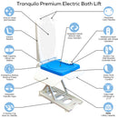 Platinum Health Group Tranquilo Premium Powered Bath Lift with Padded, SAFESWIVEL Rotating Seat and Power Recline Available with Rotating Seat or Deluxe Stationary Seat